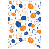 Blaues und orangefarbenes Lemon-Muster, spielerisc Wimpelkette (Erste Fahne)