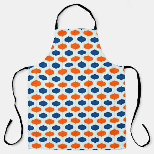 Blaues und orangefarbenes Mod-Revival-Muster Schürze (Vorderseite)