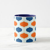 Blaues und orangefarbenes Mod-Revival-Muster Tasse (Zentrum)