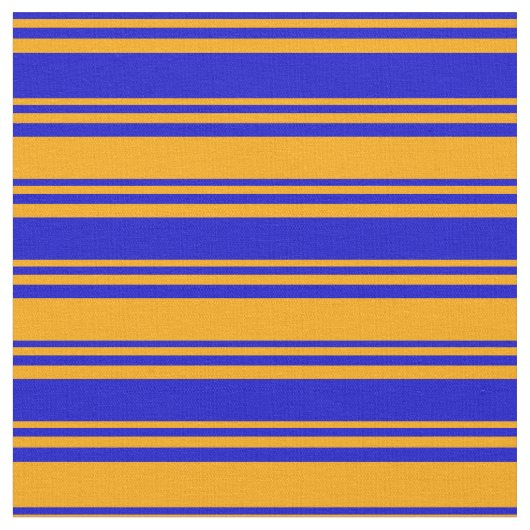 Blaues und orangefarbenes Muster Stoff (Nahaufnahme)