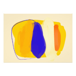 Blaues und orangefarbenes Poster