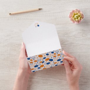 Blaues und Oranges Zitronenmuster Spielend Frucht- All In One Einladung
