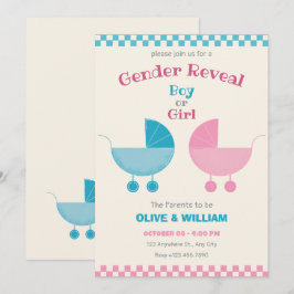 Blaues und rosa Babytrageton Einladung