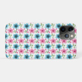Blaues und rosa Blumenmuster  Case-Mate iPhone Hülle (Rückseite (Horizontal))