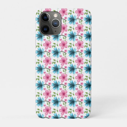 Blaues und rosa Blumenmuster  Case-Mate iPhone Hülle (Rückseite)