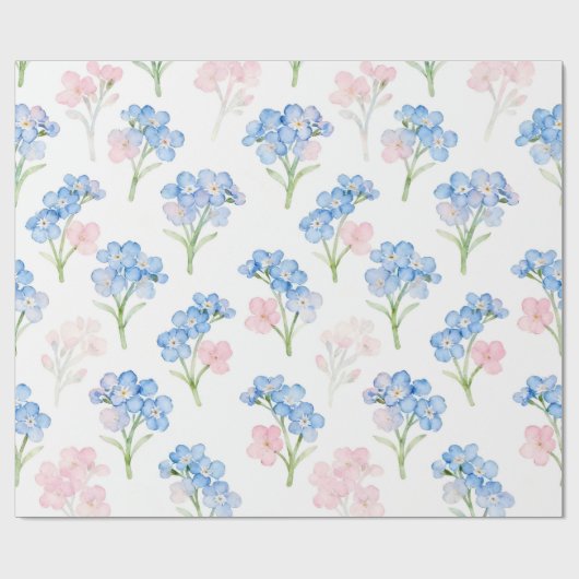 Blaues und rosa Blumenmuster Geschenkpapier (Flach)