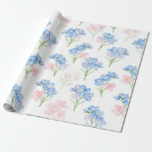 Blaues und rosa Blumenmuster Geschenkpapier (Ungerollt)