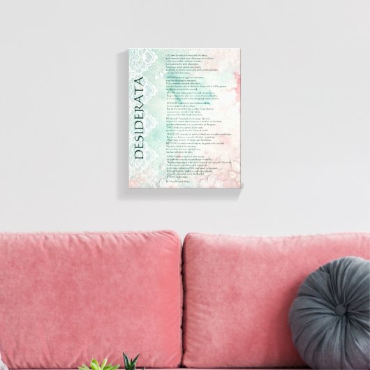 Blaues und rosa Blumenmuster mit Spitze Leinwanddruck (Insitu (Wohnzimmer))