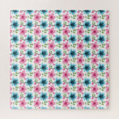 Blaues und rosa Blumenmuster  Puzzle (Horizontal)