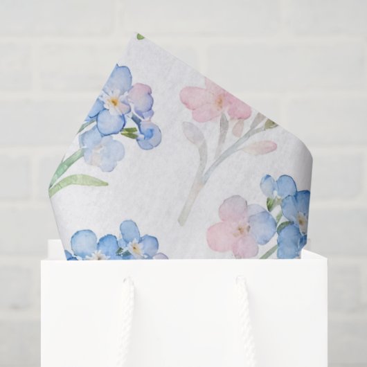 Blaues und rosa Blumenmuster Seidenpapier (Geschenktüte)