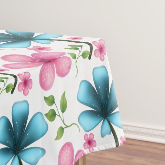 Blaues und rosa Blumenmuster Tischdecke (Beispiel)