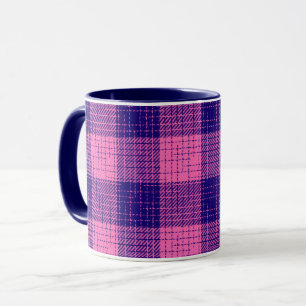 Blaues und rosa kariertes Kreuzschachbrettmuster Tasse
