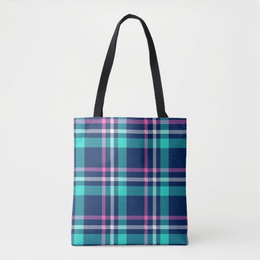 Blaues und rosa kariertes tasche (Vorderseite)