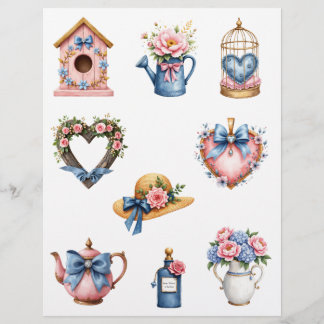 Blaues und rosa Landhaus-Schabblatt-Papier