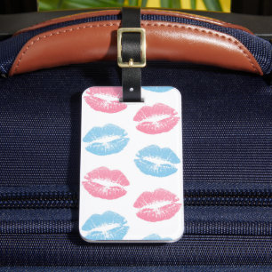 Blaues und rosa Lippenmuster, Lippenstift, Kuss Gepäckanhänger