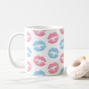 Blaues und rosa Lippenmuster, Lippenstift, Kuss Kaffeetasse