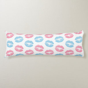 Blaues und rosa Lippenmuster, Lippenstift, Kuss Seitenschläferkissen