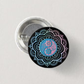 Blaues und rosa Mandala Button (Vorne & Hinten)