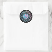 Blaues und rosa Mandala Runder Aufkleber (Tasche)