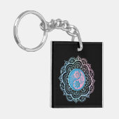 Blaues und rosa Mandala Schlüsselanhänger (Vorderseite links)