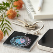 Blaues und rosa Mandala Schlüsselanhänger (Vorderseite rechts)
