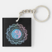Blaues und rosa Mandala Schlüsselanhänger (Rückseite)