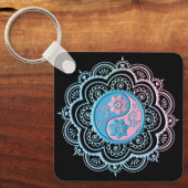 Blaues und rosa Mandala Schlüsselanhänger (Vorderseite)