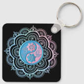 Blaues und rosa Mandala Schlüsselanhänger (Rückseite)