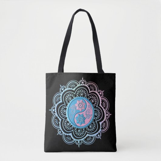 Blaues und rosa Mandala Tasche (Vorderseite)