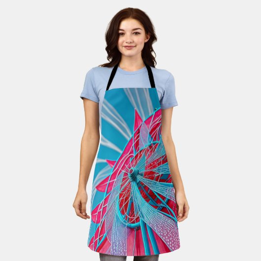 Blaues und rosa Rad Schürze (Getragen)