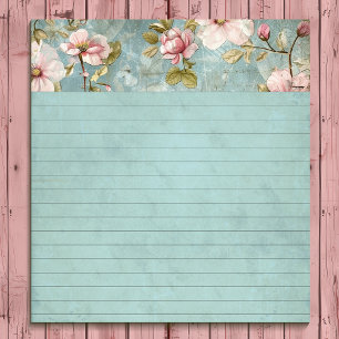 Blaues und rosa vintage Blumenmuster-Notizbuch Notizblock