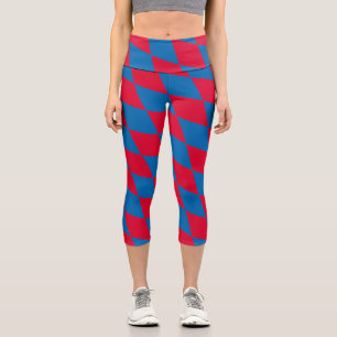 Blaues und rotes Bayernisches Muster für die Diama Capri Leggings