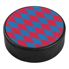 Blaues und rotes Bayernisches Muster für die Diama Eishockey Puck