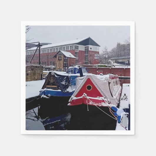 Blaues und rotes Boot Serviette (Vorderseite)