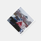 Blaues und rotes Boot Serviette (Ecke)