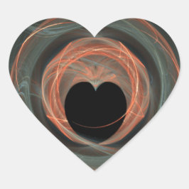Blaues und rotes Fraktal Kunst im Umkreis von Herz Herz-Aufkleber