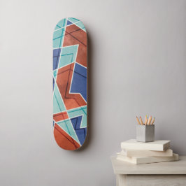 Blaues und rotes geometrisches Muster Skateboard