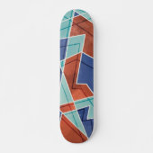 Blaues und rotes geometrisches Muster Skateboard (Vorne)