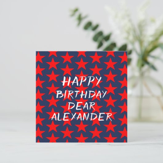 Blaues und Rotes Glück zum Geburtstag (Stehend Vorderseite)