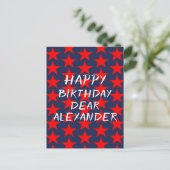 Blaues und Rotes Glück zum Geburtstag Postkarte (Stehend Vorderseite)