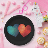 Blaues und rotes Herzpaar moderne Hightech-futuris Pappteller (Party)