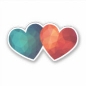 Blaues und rotes Herzpaar, modernes Design Aufkleber (Vorderseite)