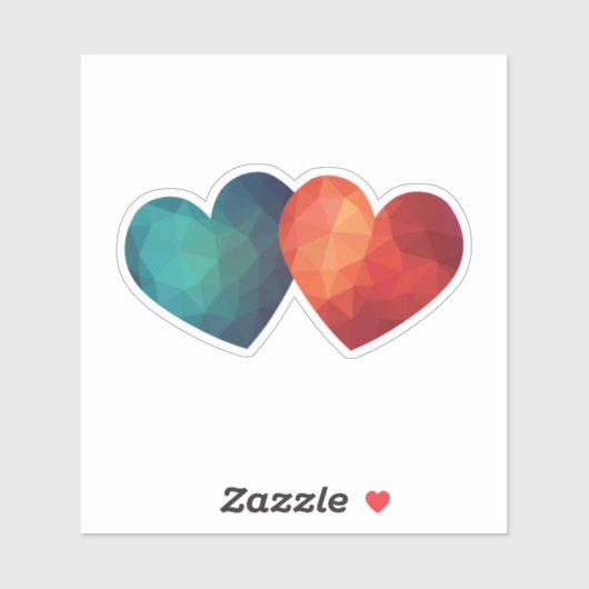 Blaues und rotes Herzpaar, modernes Design Aufkleber (Blatt)