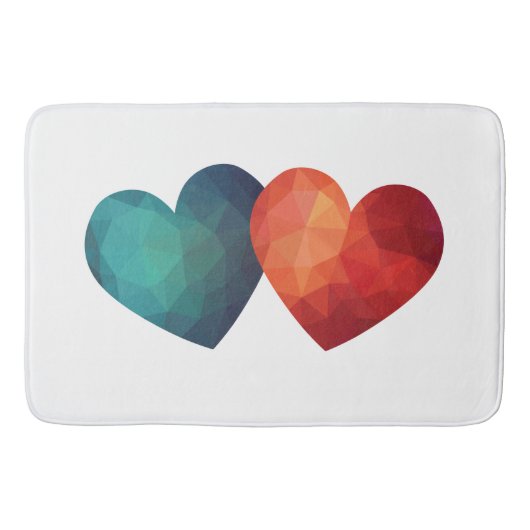 Blaues und rotes Herzpaar, modernes Design Badematte (Vorderseite)