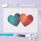 Blaues und rotes Herzpaar, modernes Design Seidenpapier (Handwerk)