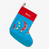 Blaues und Rotes Kitesurfen Kleiner Weihnachtsstrumpf (Vorderansicht (hängend))