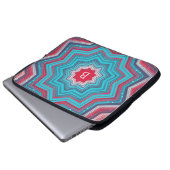 Blaues und rotes Mandala-Rosettenmuster-Monogramm Laptopschutzhülle (Vorne Knopf)