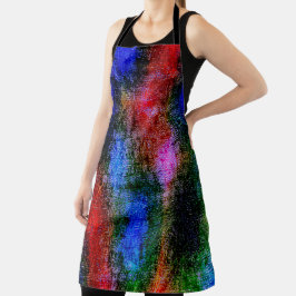 Blaues und rotes Material mit Ölfarbe Schürze