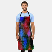 Blaues und rotes Material mit Ölfarbe Schürze (Getragen)