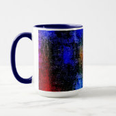 Blaues und rotes Material mit Ölfarbe Tasse (Links)